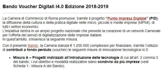 Bando Voucher Digitali I4.0 Edizione 2018-2019